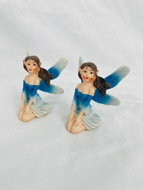 Blue Ceramic Garden Fairies